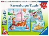 Zvířátka a vodní plavidla 3x49 dílků 2D Puzzle;Dětské puzzle - Ravensburger