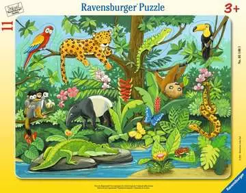 Zvířata v deštném pralese 11 dílků 2D Puzzle;Dětské puzzle - obrázek 1 - Ravensburger