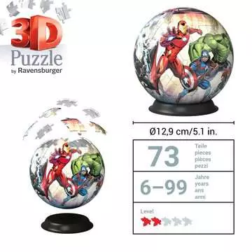 Puzzle-Ball Marvel: Avengers 72 dílků 3D Puzzle;3D Puzzle-Balls - obrázek 5 - Ravensburger