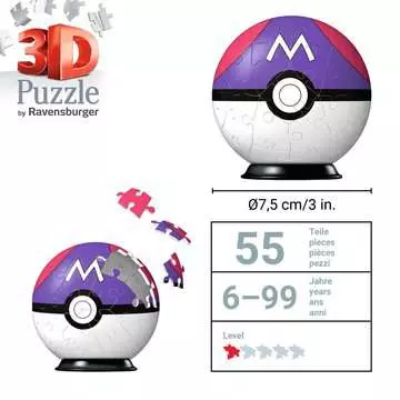 Puzzle-Ball Pokémon: Master Ball 54 dílků 3D Puzzle;3D Puzzle-Balls - obrázek 5 - Ravensburger