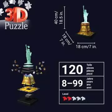 Socha svobody (Noční edice) 108 dílků 3D Puzzle;3D Puzzle Budovy - obrázek 8 - Ravensburger