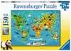 Zvířecí světová mapa 150 dílků 2D Puzzle;Dětské puzzle - Ravensburger