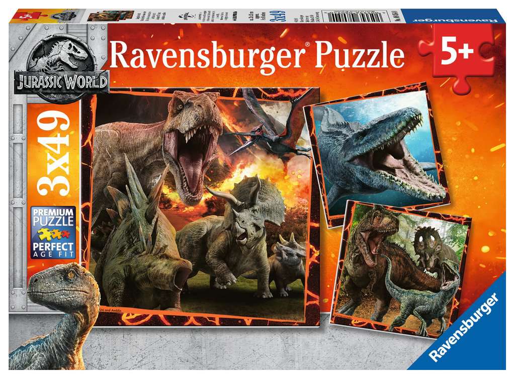 Puzzle Infantil de Dinosaurios 3 x 49 Piezas Ravensburger 05127 DINOSAURIOS  EN EL ESPACIO
