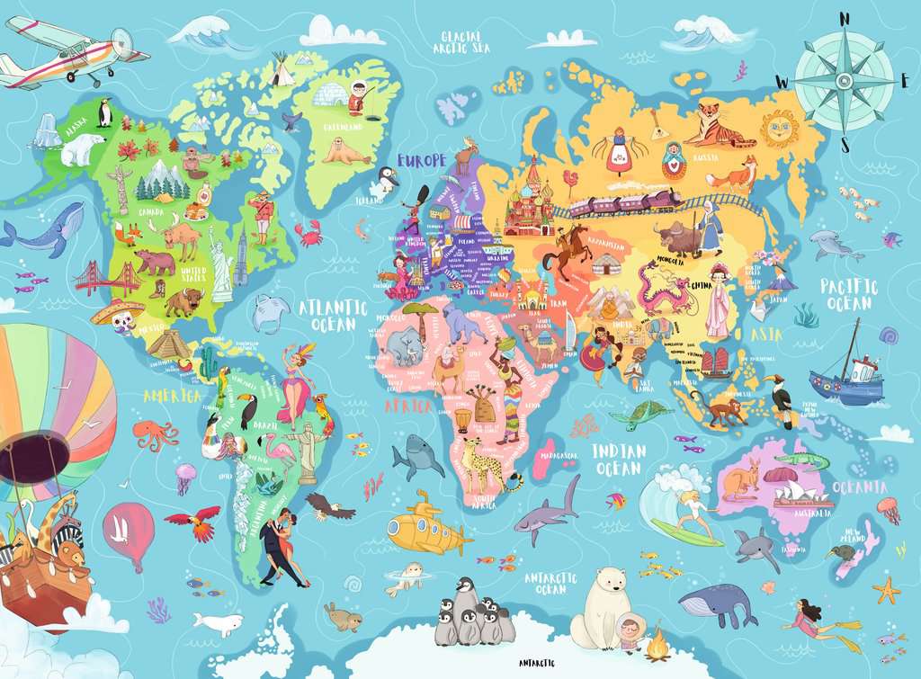 Mappa del mondo, Puzzle per Bambini, Puzzle, Prodotti