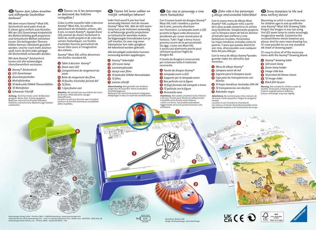 Ravensburger – Xoomy Maxi avec Rouleau dessin de 6,5 m – Table à dessiner –  Loisir créatif – Mixte – Enfants – Activité créative – Dès 6 ans – 18142 –  Version française, Multicolore, a4 : : Jeux et Jouets