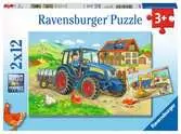 Puzzle dla dzieci 2D: Plac budowy i gospodarstwo 2x12 elementów Puzzle;Puzzle dla dzieci - Ravensburger