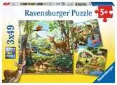 Zvířata v lese, zoo a domácí zvířata 3x49 dílků 2D Puzzle;Dětské puzzle - Ravensburger