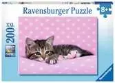 Roztomilé koťátko na růžové dece 200 dílků 2D Puzzle;Dětské puzzle - Ravensburger