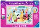 Puzzle 100 p XXL - Fortes, belles et courageuses / Disney Princesses (Collection Paillettes) Puzzle;Puzzle enfants - Ravensburger