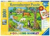 13696 4  牧場の動物たち(ぬりえ付き) 100ピース パズル;お子様向けパズル - Ravensburger