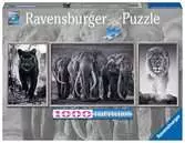 Panter, slon a lev 1000 dílků Panorama Triptychon 2D Puzzle;Puzzle pro dospělé - Ravensburger