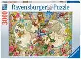 Motýlí mapa světa 3000 dílků 2D Puzzle;Puzzle pro dospělé - Ravensburger