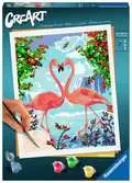 CreArt - 24x30 cm - Flamants roses amoureux / Flamingo Love Loisirs créatifs;Peinture - Numéro d’art - Ravensburger