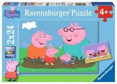 Puzzles 2x24 p - La vie de famille / Peppa Pig - Image 1 - Cliquer pour agrandir