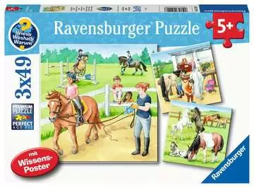 Ein Tag auf dem Reiterhof 3x49p Puslespil;Puslespil for børn - Billede 1 - Ravensburger