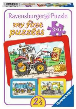 06573 8 枠付きパズル はたらく車（6ピース×3） パズル;お子様向けパズル - 画像 1 - Ravensburger