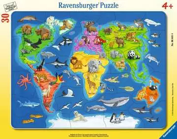 Ilustrovaná mapa světa 30 dílků 2D Puzzle;Dětské puzzle - obrázek 1 - Ravensburger