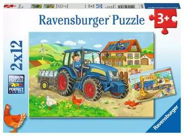 Puzzles 2x12 p - Chantier et ferme Puzzle;Puzzle enfants - Image 1 - Ravensburger