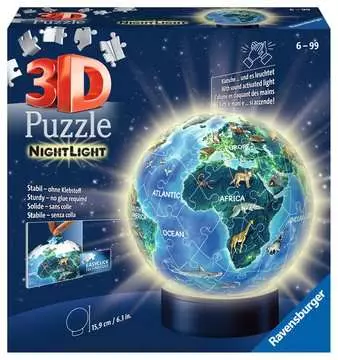 Earth by Night, 72pcs 3D Nightlight Jigsaw Puzzle 3D Puzzle®;Puslespillballer - bilde 1 - Ravensburger