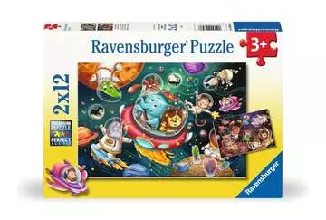 Zvířátka ve vesmíru 2x12 dílků 2D Puzzle;Dětské puzzle - obrázek 1 - Ravensburger