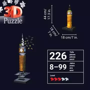 Puzzle 3D Budynki nocą: Big Ben 216 elementów Puzzle 3D;Night Edition - Zdjęcie 8 - Ravensburger