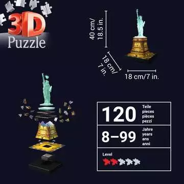 12596 8  自由の女神 ナイトエディション 216ピース 3D パズル;ナイトエディション - 画像 8 - Ravensburger