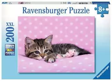Roztomilé koťátko na růžové dece 200 dílků 2D Puzzle;Dětské puzzle - obrázek 1 - Ravensburger