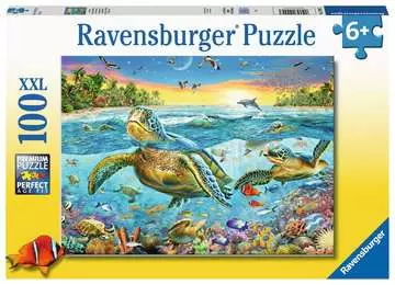 Ravensburger Swim with Sea Turtles XXL 100 piece Jigsaw Puzzle Puslespil;Puslespil for børn - Billede 1 - Ravensburger