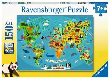 Zvířecí světová mapa 150 dílků 2D Puzzle;Dětské puzzle - obrázek 1 - Ravensburger