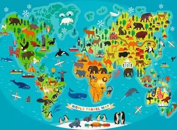 Zvířecí světová mapa 150 dílků 2D Puzzle;Dětské puzzle - obrázek 2 - Ravensburger