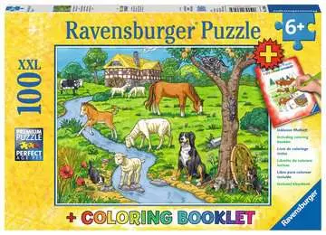 13696 4  牧場の動物たち(ぬりえ付き) 100ピース パズル;お子様向けパズル - 画像 1 - Ravensburger