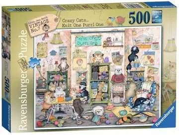 Crazy Cats Vintage - Knit one, Purrl one Palapelit;Aikuisten palapelit - Kuva 1 - Ravensburger