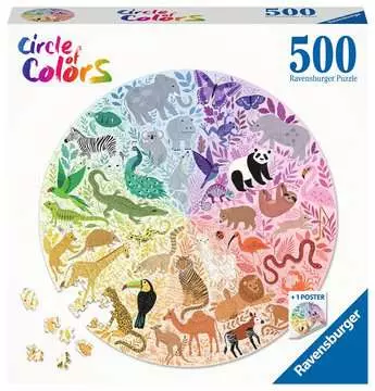 Puzzle rond 500 p - Animaux (Circle of Colors) Puzzle;Puzzles adultes - Image 1 - Ravensburger