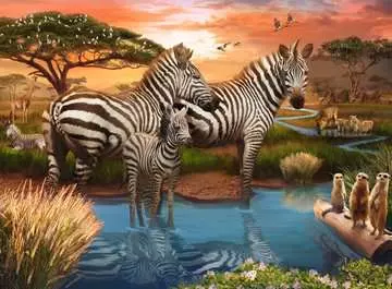 Zebra s bij de drinkplaats Puzzels;Puzzels voor volwassenen - image 2 - Ravensburger