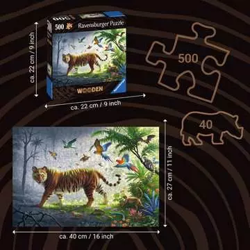 Puzzle en bois - Rectangulaire - 500 pcs - Tigre de la jungle Puzzle;Puzzles adultes - Image 4 - Ravensburger